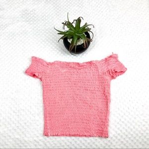 Off the shoulder pink crop top